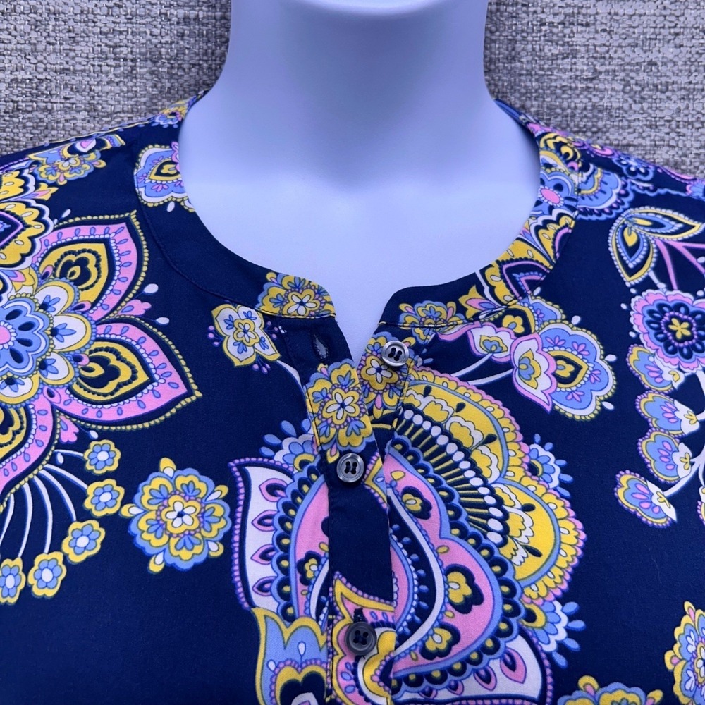 Talbots Paisley Tunic Blouse Blue Large - Picture 3 of 14
